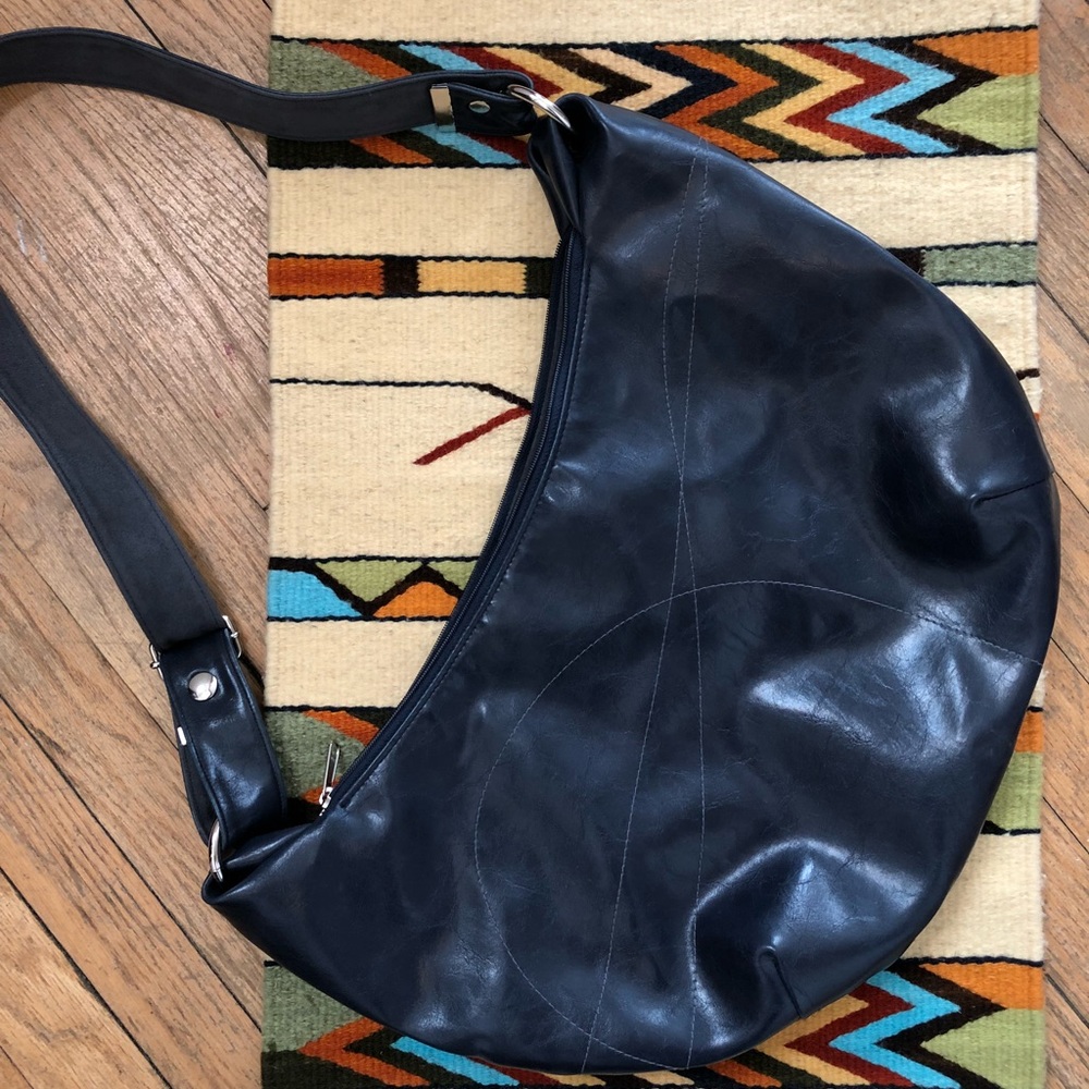Crystalyn Kae Large Navy Hobo Cross Body Bag Vegan